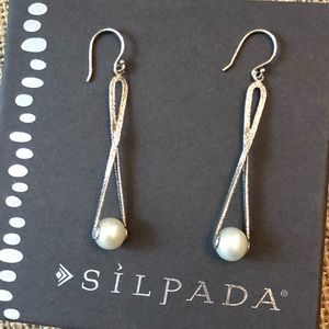 Silpada Sterling Pearl Diver Twist Drop Earrings